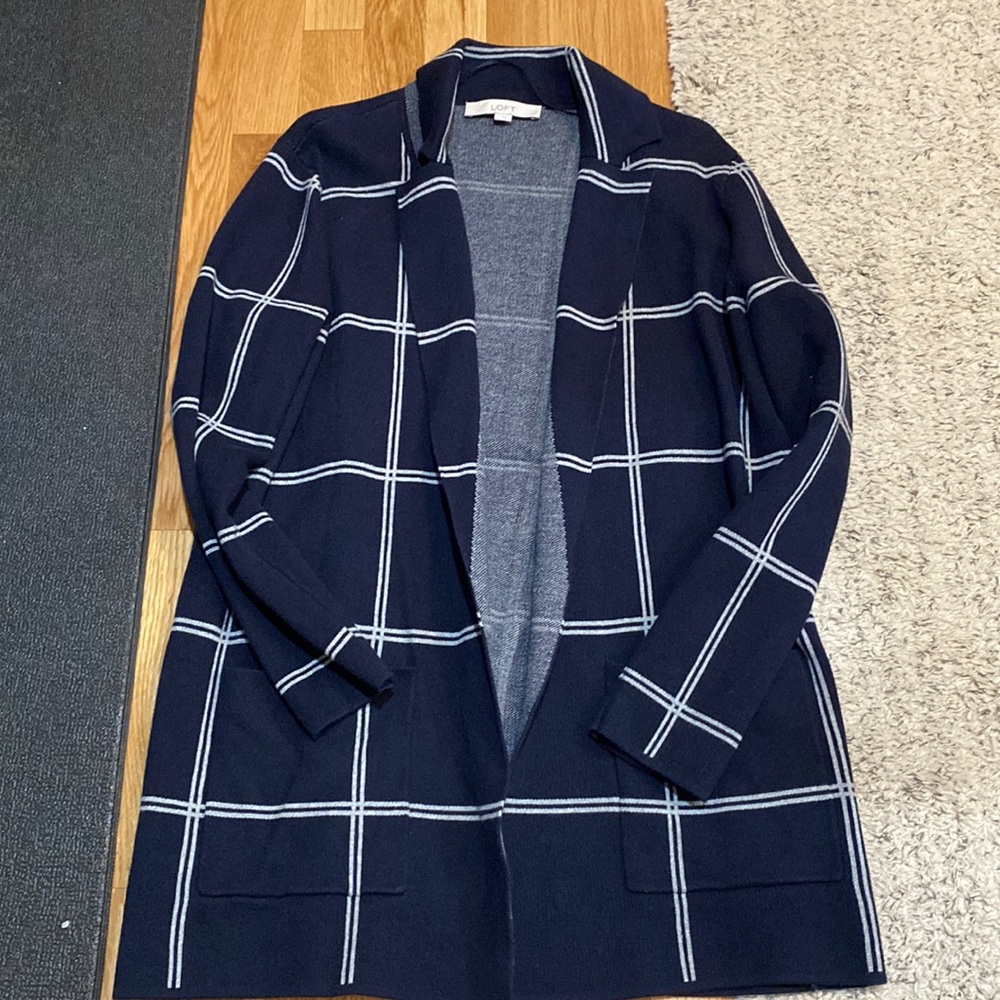 Loft navy Blue open cardigan w/pockets